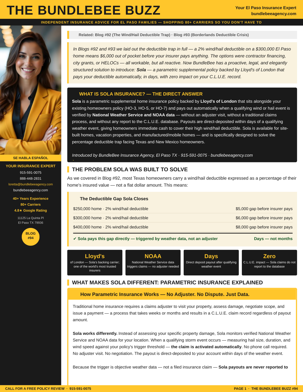 Sola parametric insurance Guide