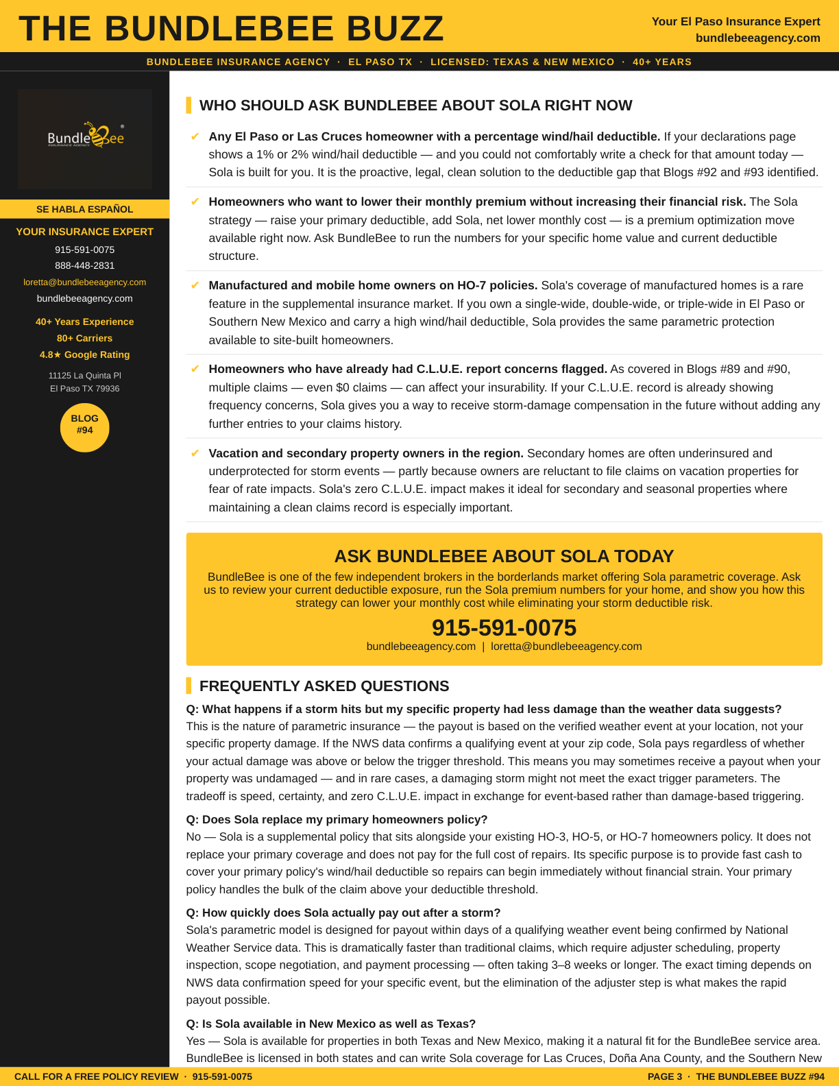 Sola parametric insurance Guide