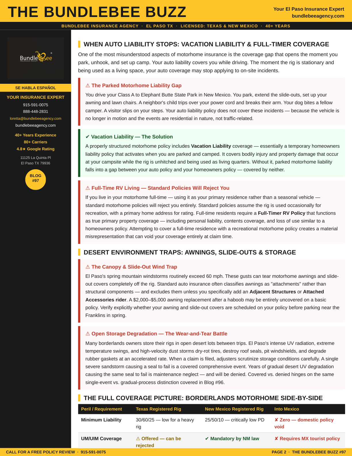 Borderlands motorhome insurance Guide