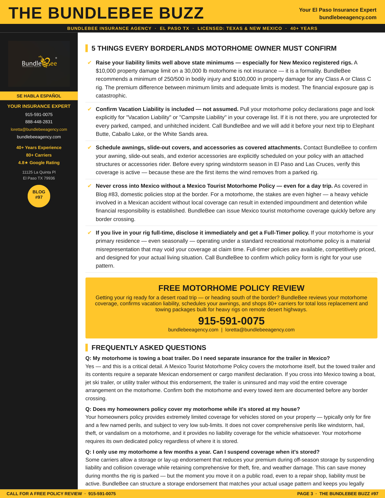 Borderlands motorhome insurance Guide
